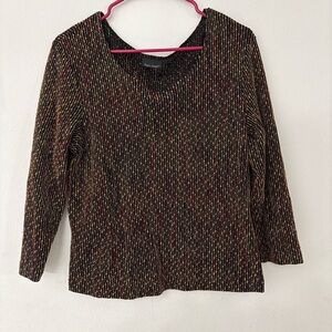 Vintage Front Street Textured Top – Multicolor on Black